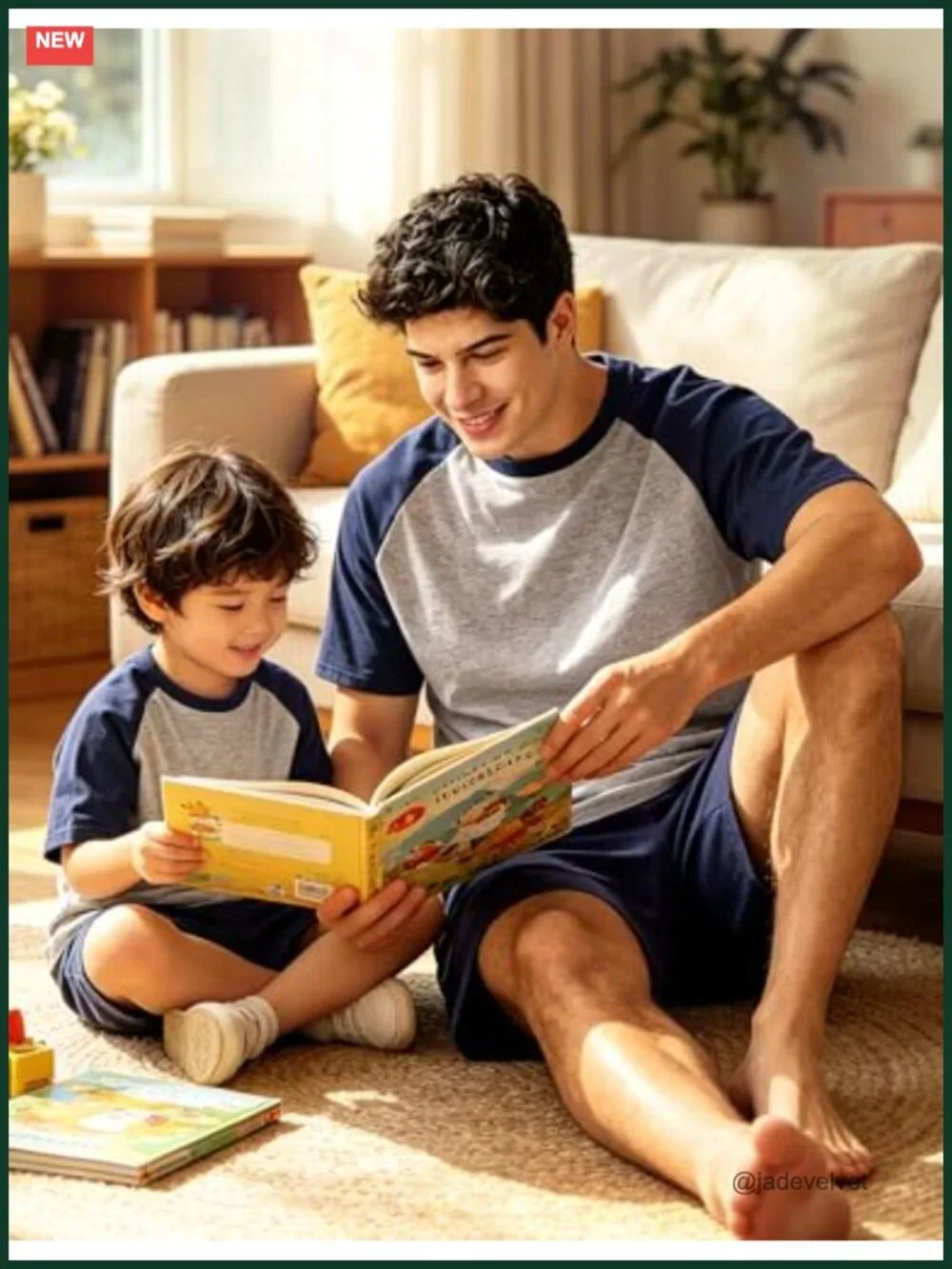 Men's Cotton Blend Pajama Set Short Sleeve with Pockets